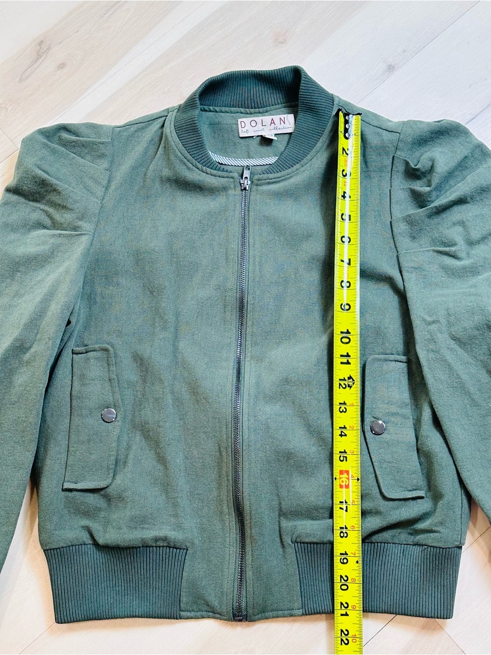 Anthropologie Dolan Jacket Womens Sz M Olive Canvas Puff Sleeve Bomber Zip - Picture 4 of 10